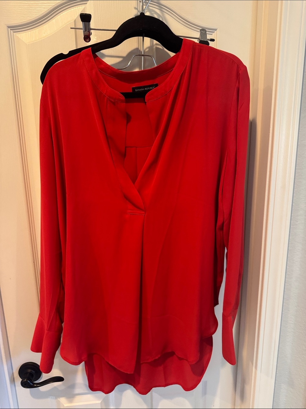 Banana Republic Orange Long-Sleeve V-Neck Blouse